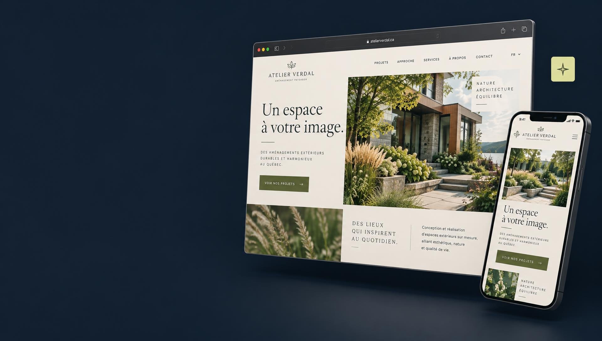 Aperçu de démonstration d’un site Web sur ordinateur et téléphone